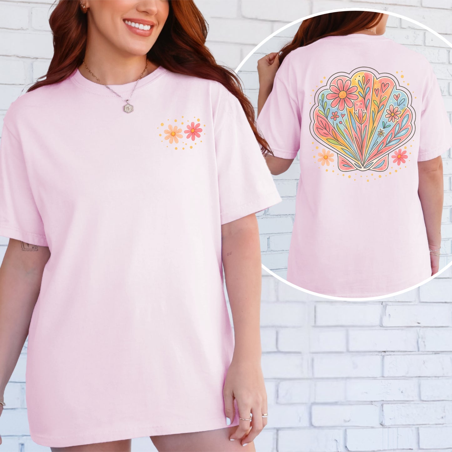 Watercolor Floral Seashell