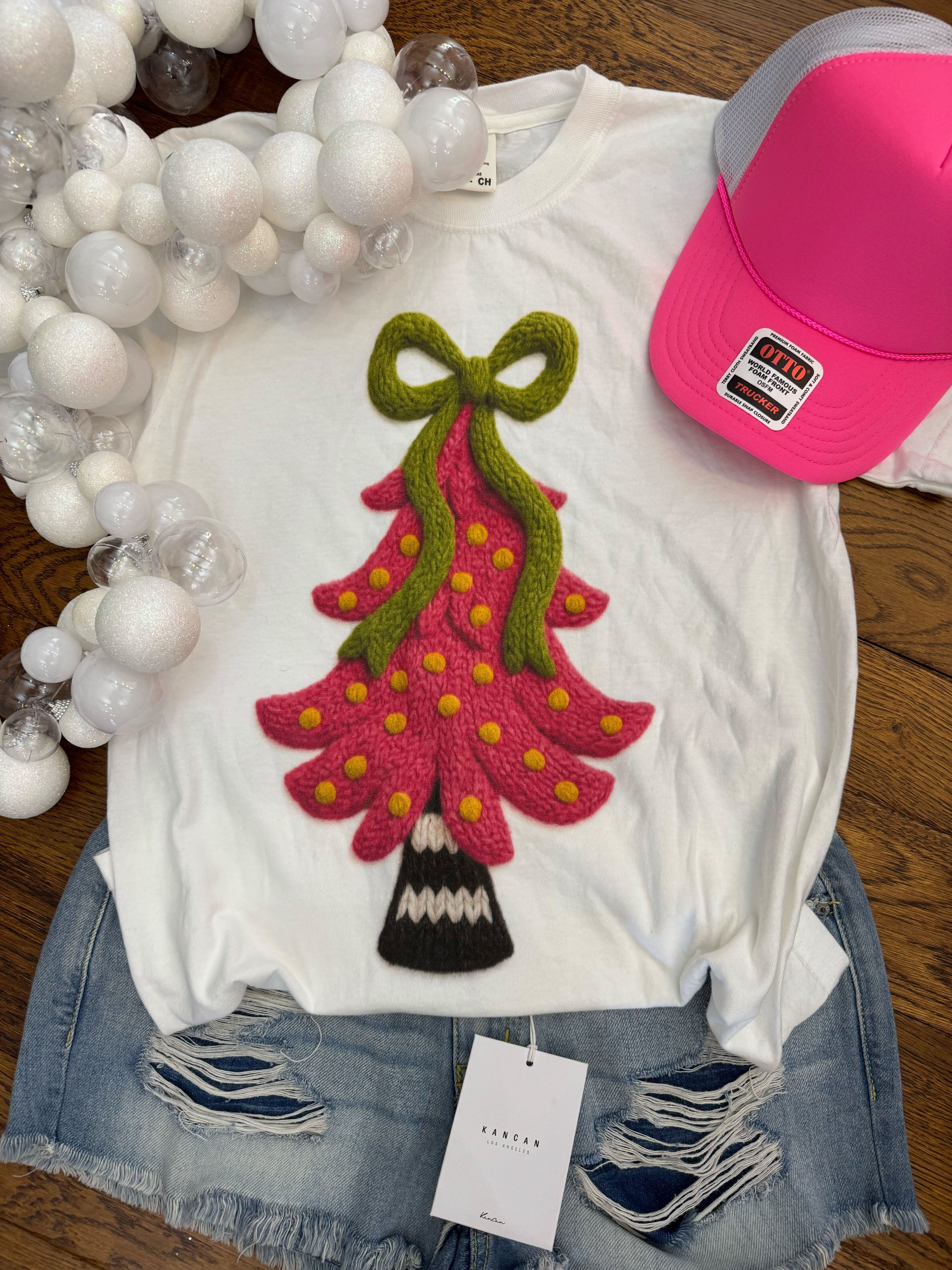 Pink Faux Yarn Tree