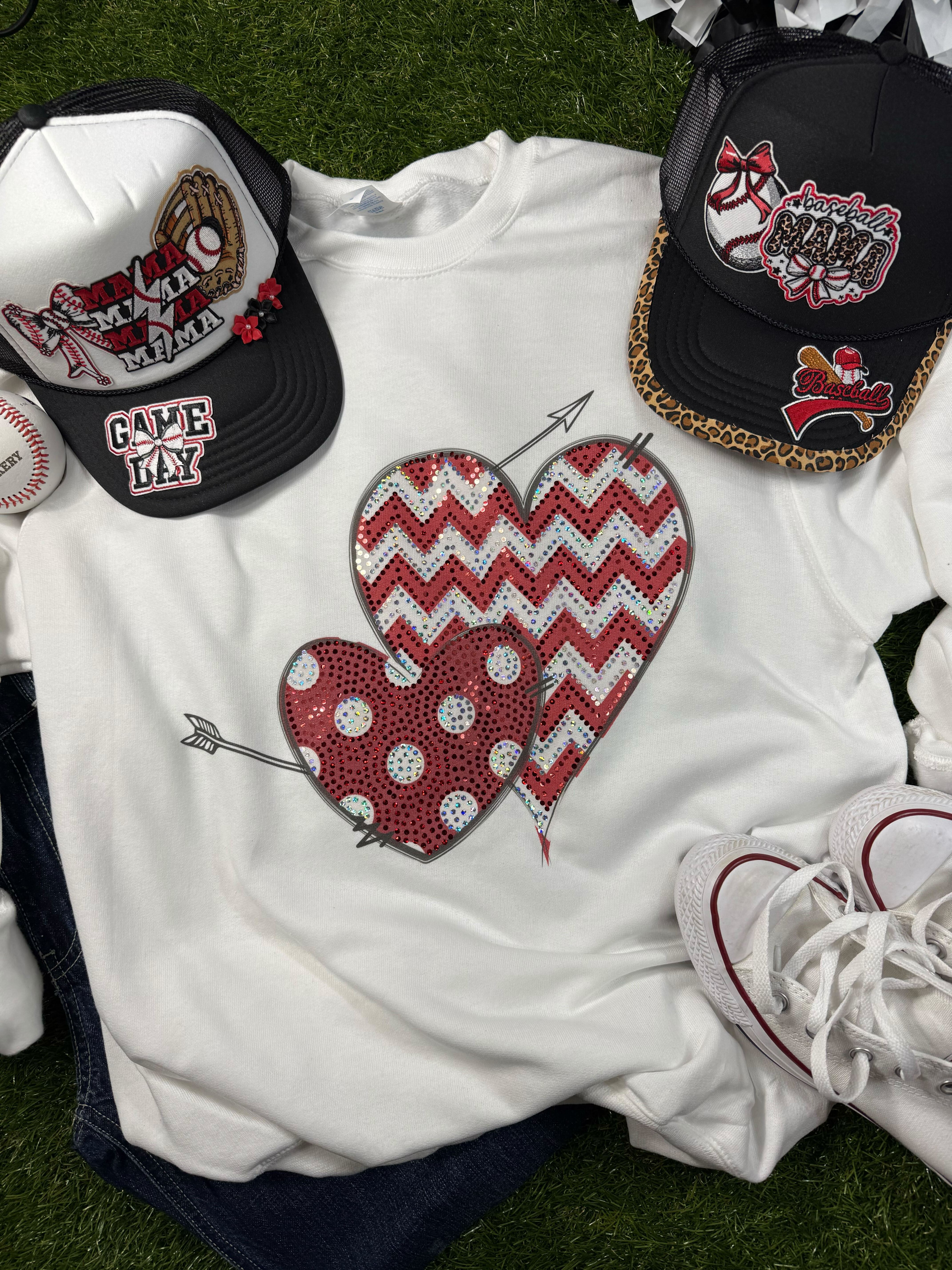 Red White Doodle Hearts