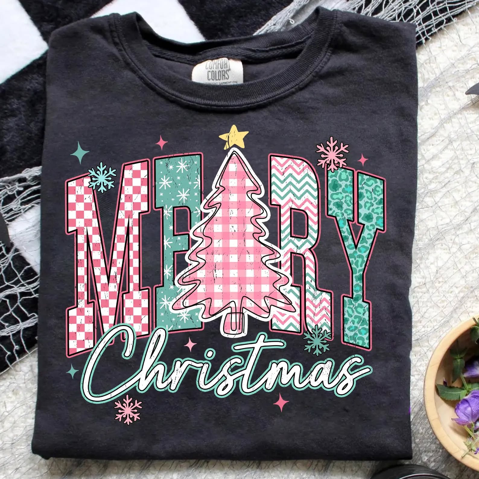 Merry Christmas Pink and Mint