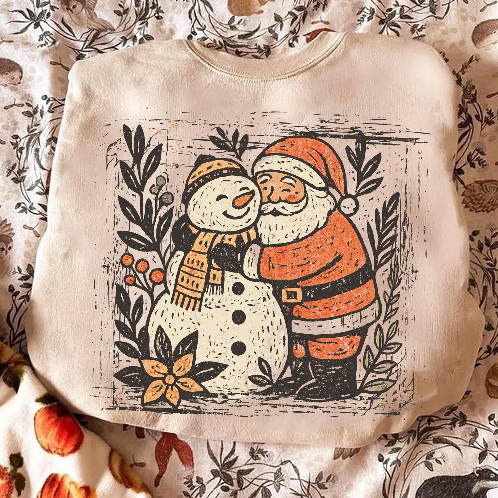 Santa and Snowman Hug