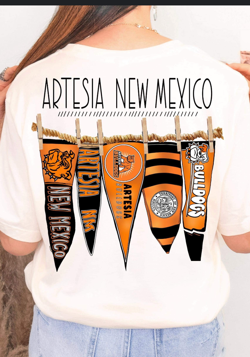 Artesia New Mexico Bulldogs Pennant Flags on front Short Sleeve