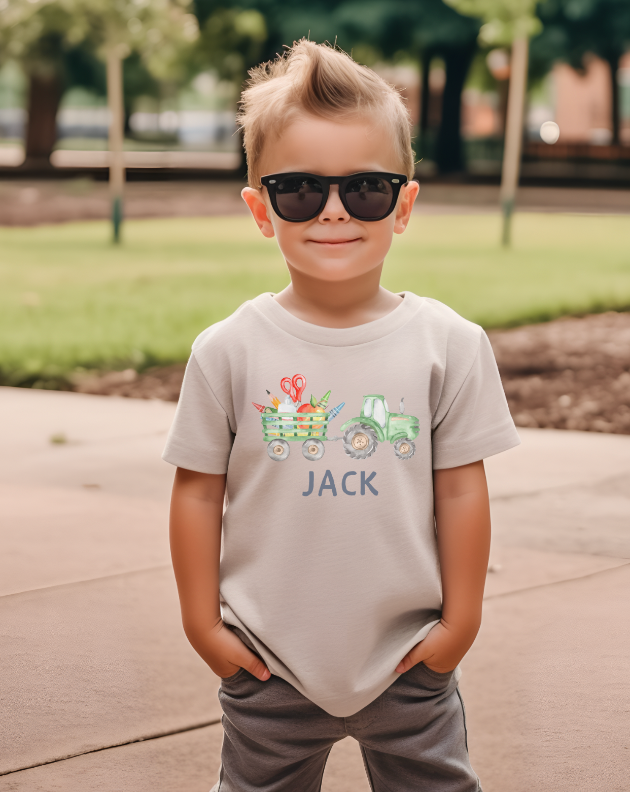 Green Tractor Custom Kid Name