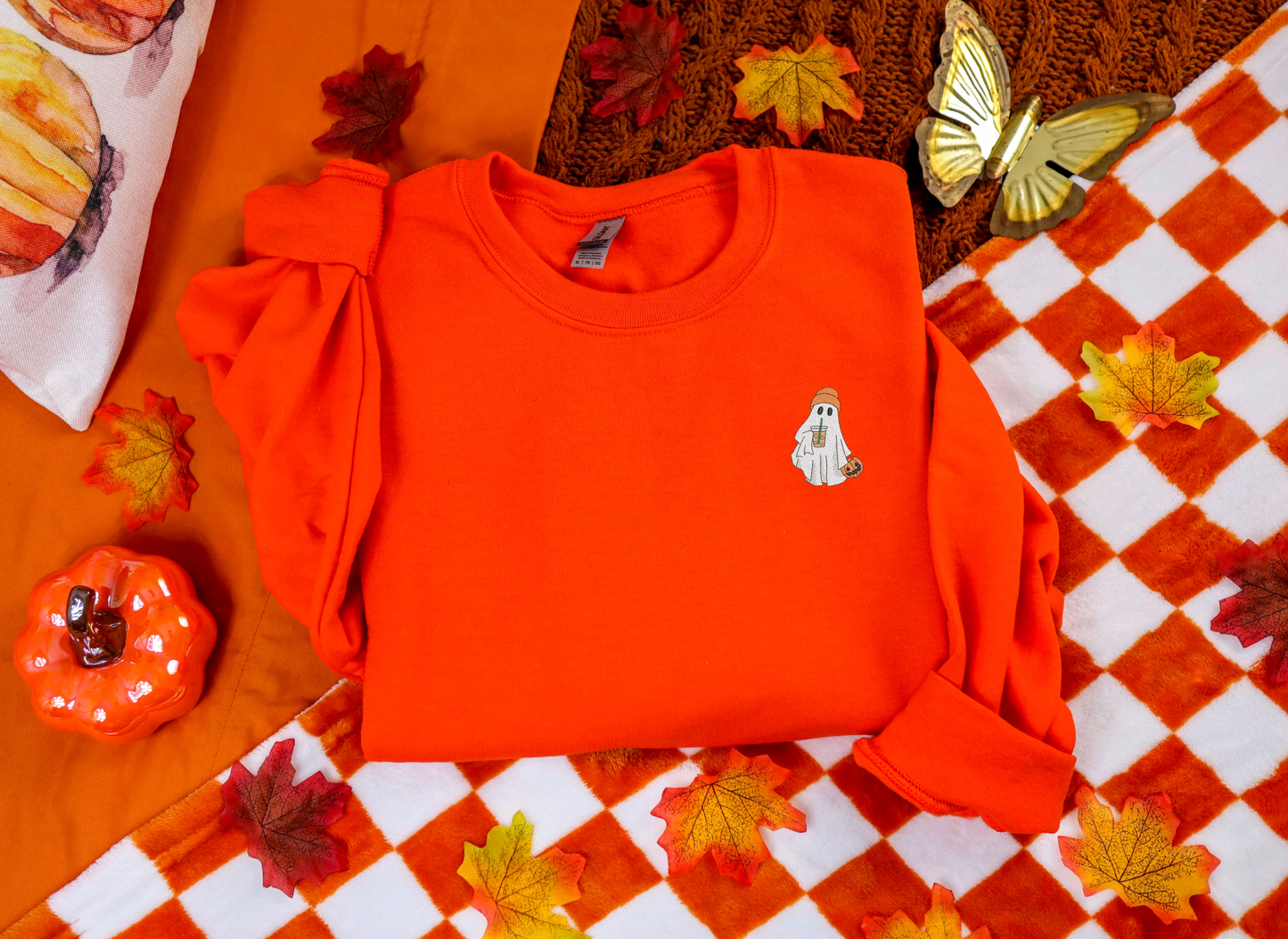 Embroidered Ghost Coffee Pocket