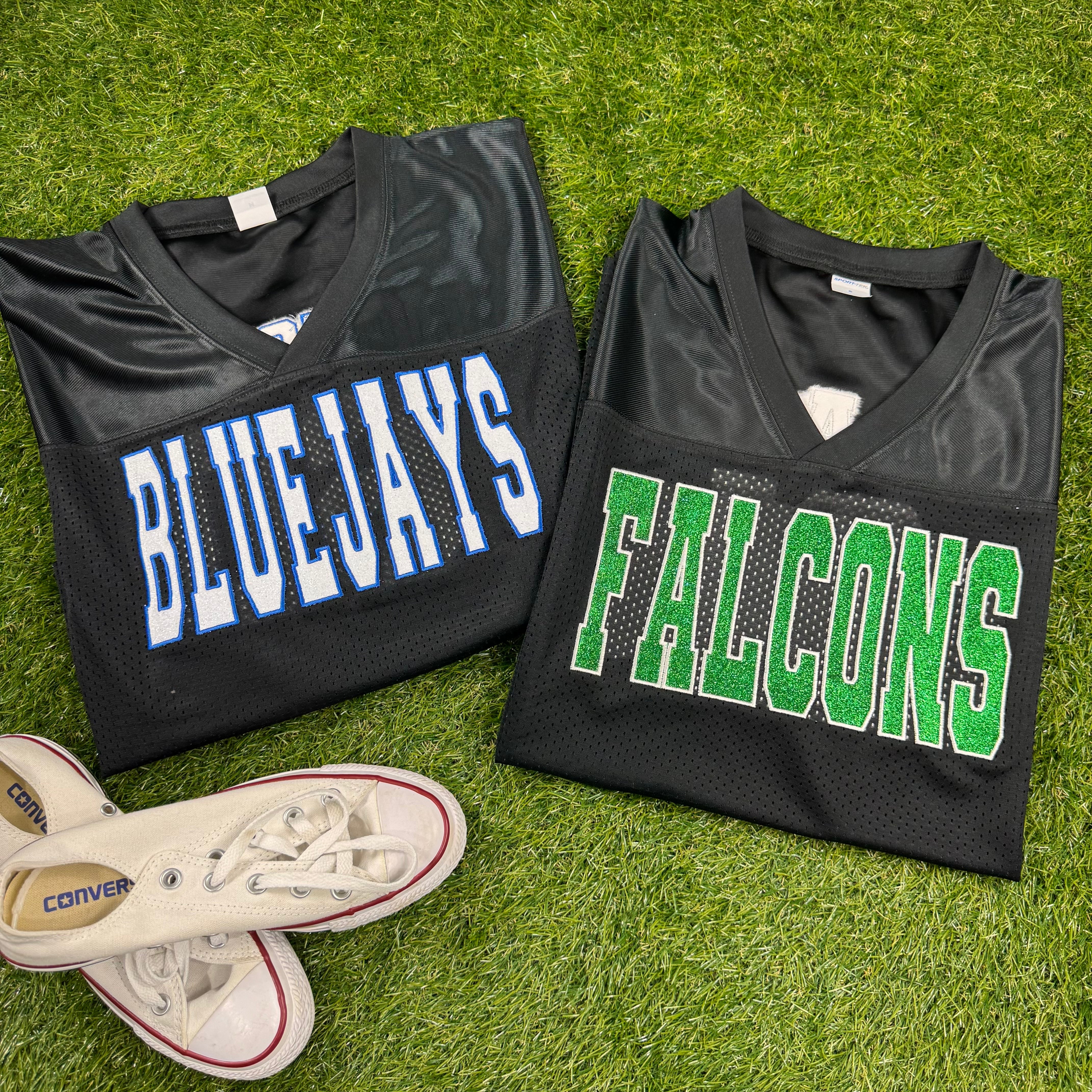 Custom Glitter Embroidery Football Jersey - front