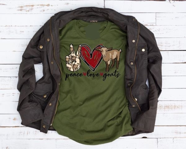 Peace Love Goats Short Sleeve Tultex or Gildan