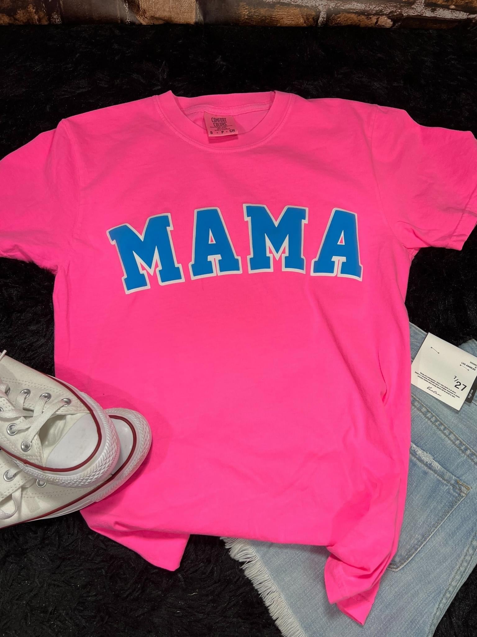 Mama Varsity Blue Puff Comfort Colors
