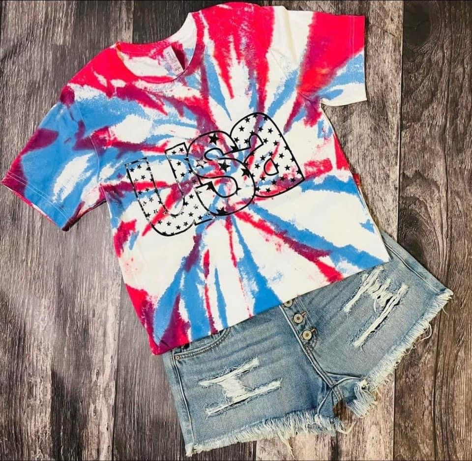 USA Red White And Blue Tye Dye