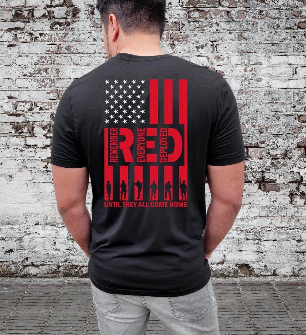 Red Flag Back Print Short Sleeve
