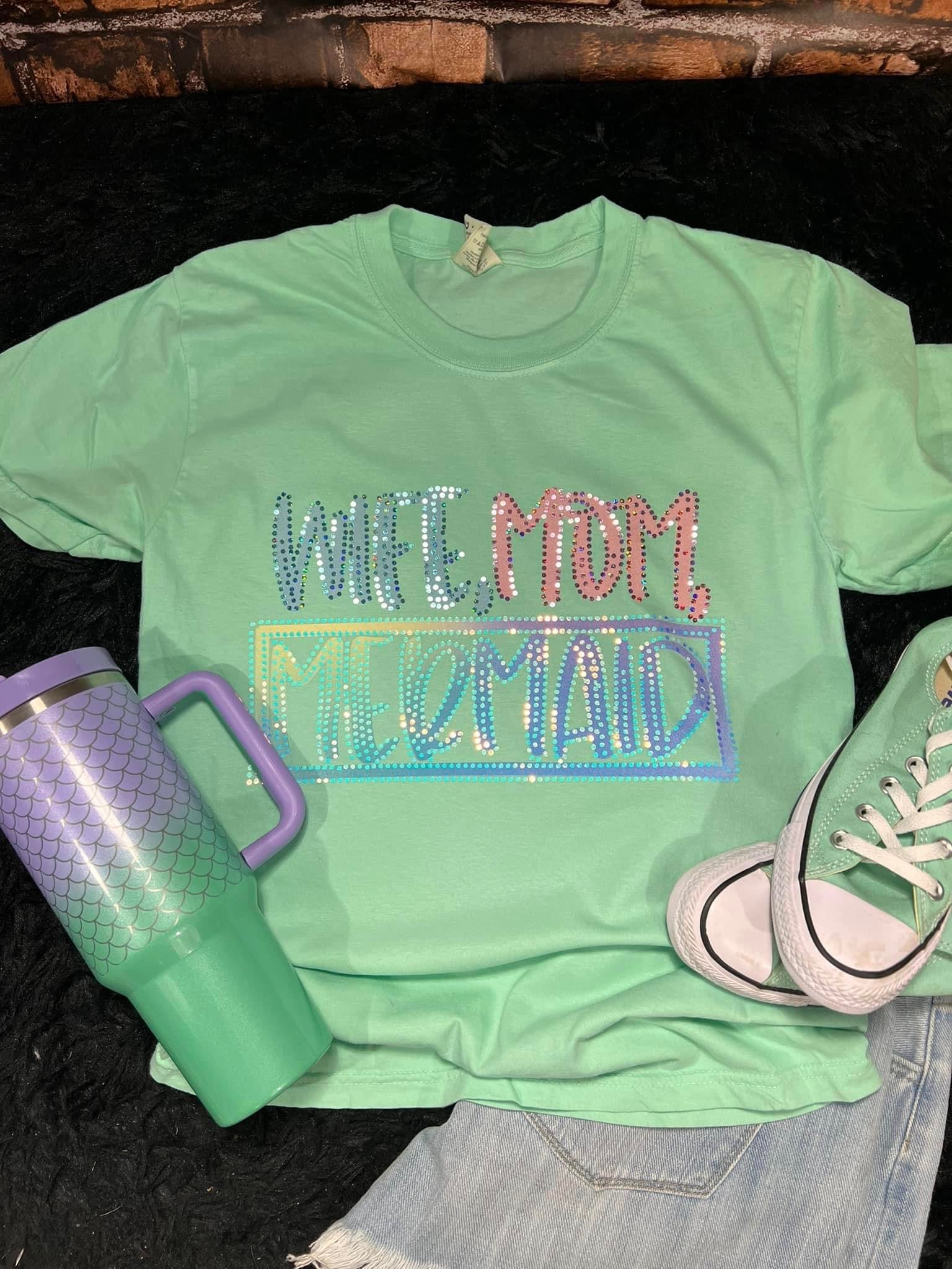 Wife Mom Mermaid Spangle Comfort Colors