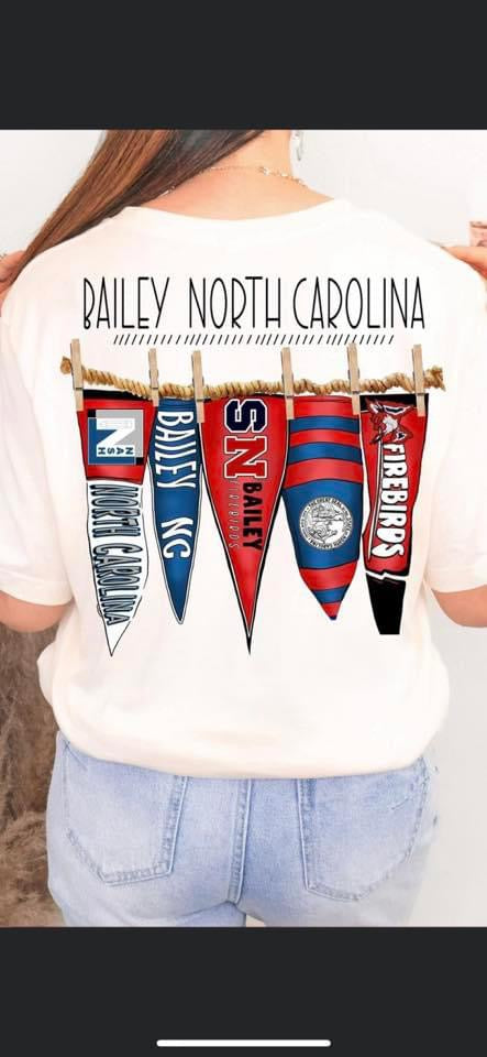 Bailey North Carolina Pennant Flags Short Sleeve Back Print Only