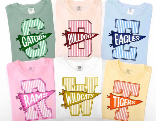 Custom Initial + Pennant Mascot Tee