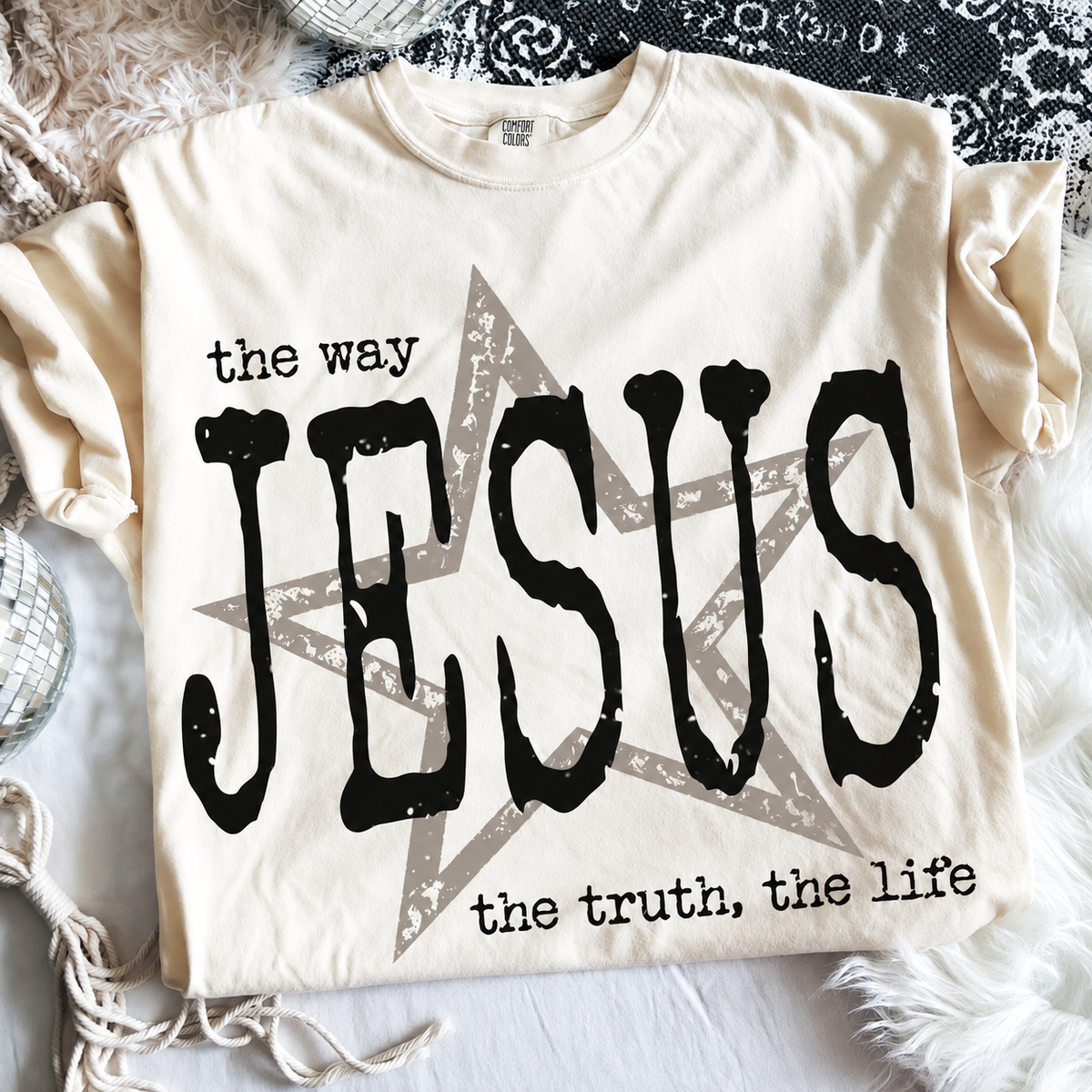 Jesus The Way The Truth The Life Star printed apparel