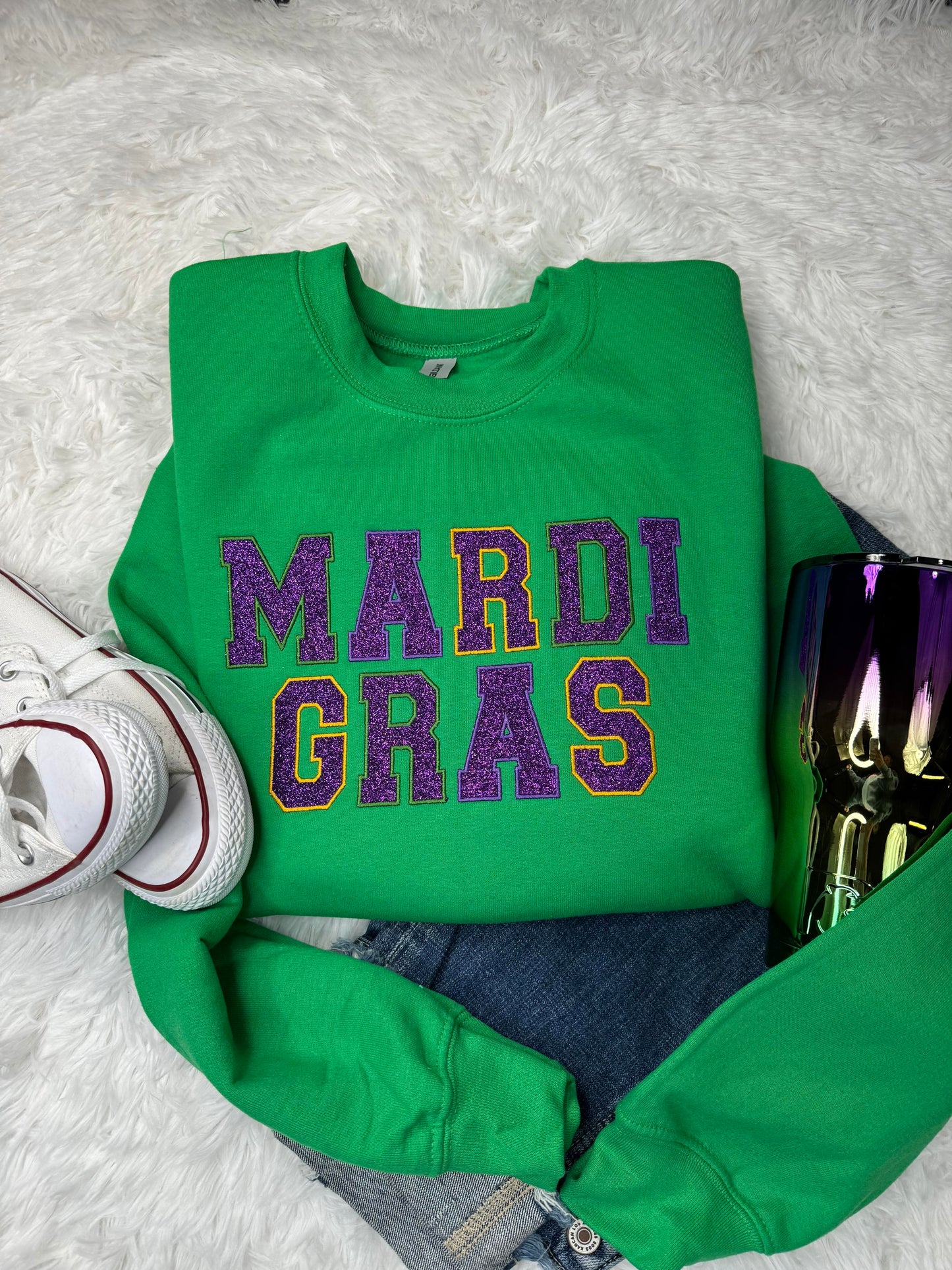 Mardi Gras Glitter Embroidery