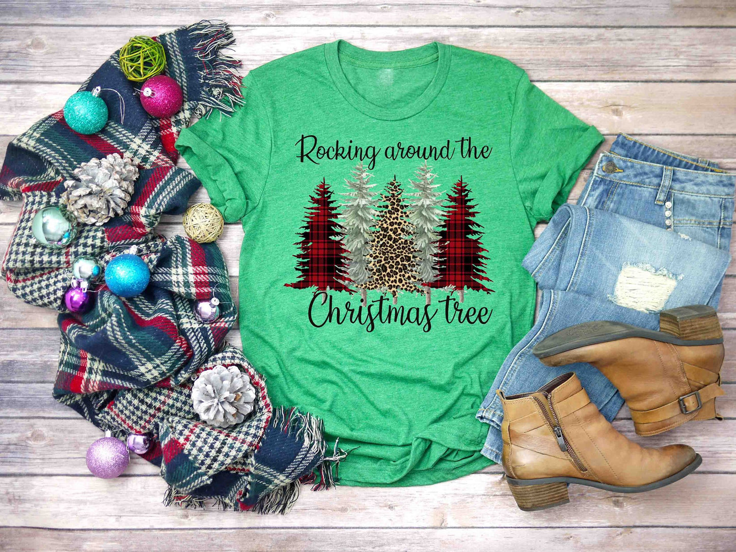 rocking around the christmas tree leopard and plaid trees