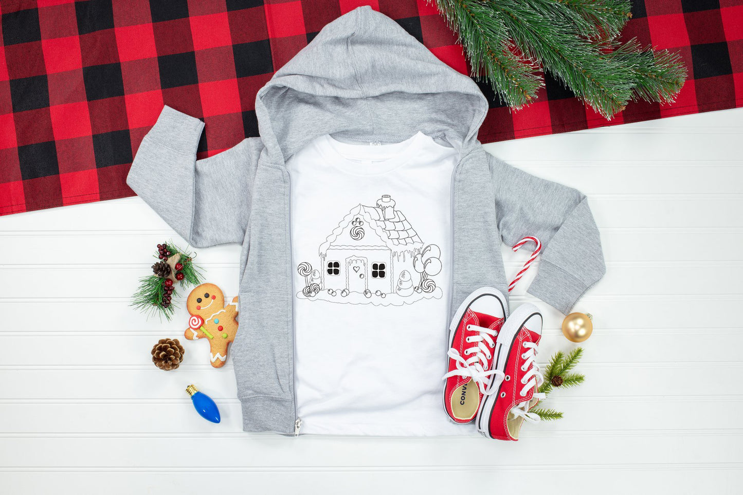 christmas gingerbread house coloring tee