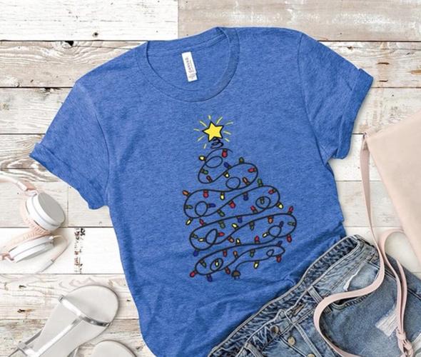 christmas lights tree t shirt