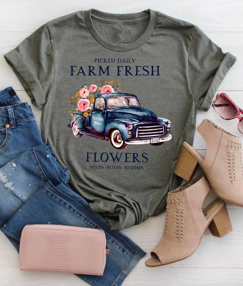 farm fresh flower truck military green