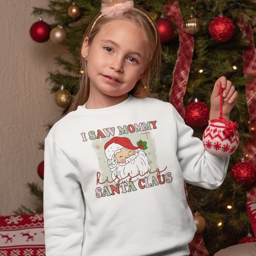 Kissing Santa Claus Youth Crewneck Sweatshirt