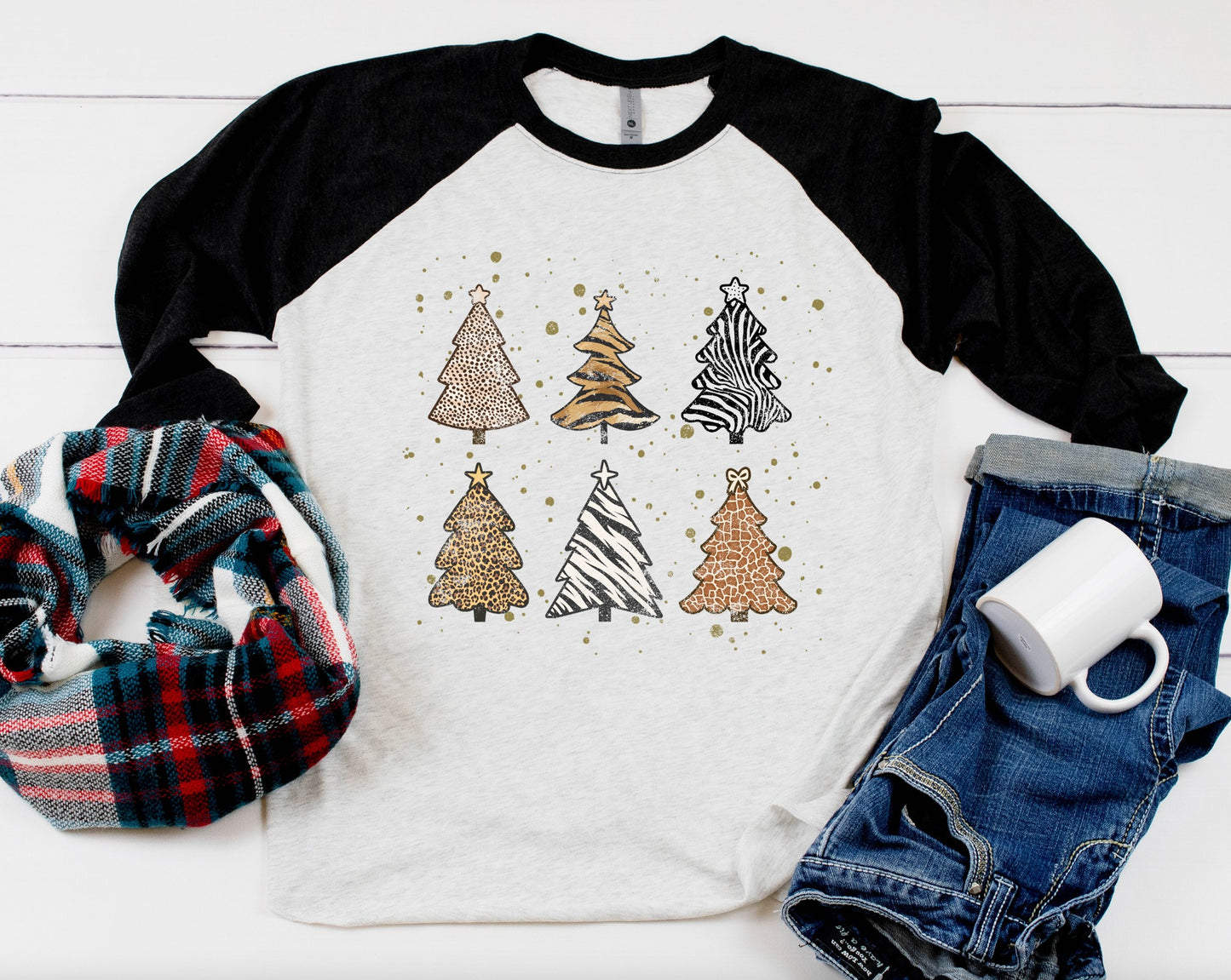 Christmas Trees Three Quarter Sleeve