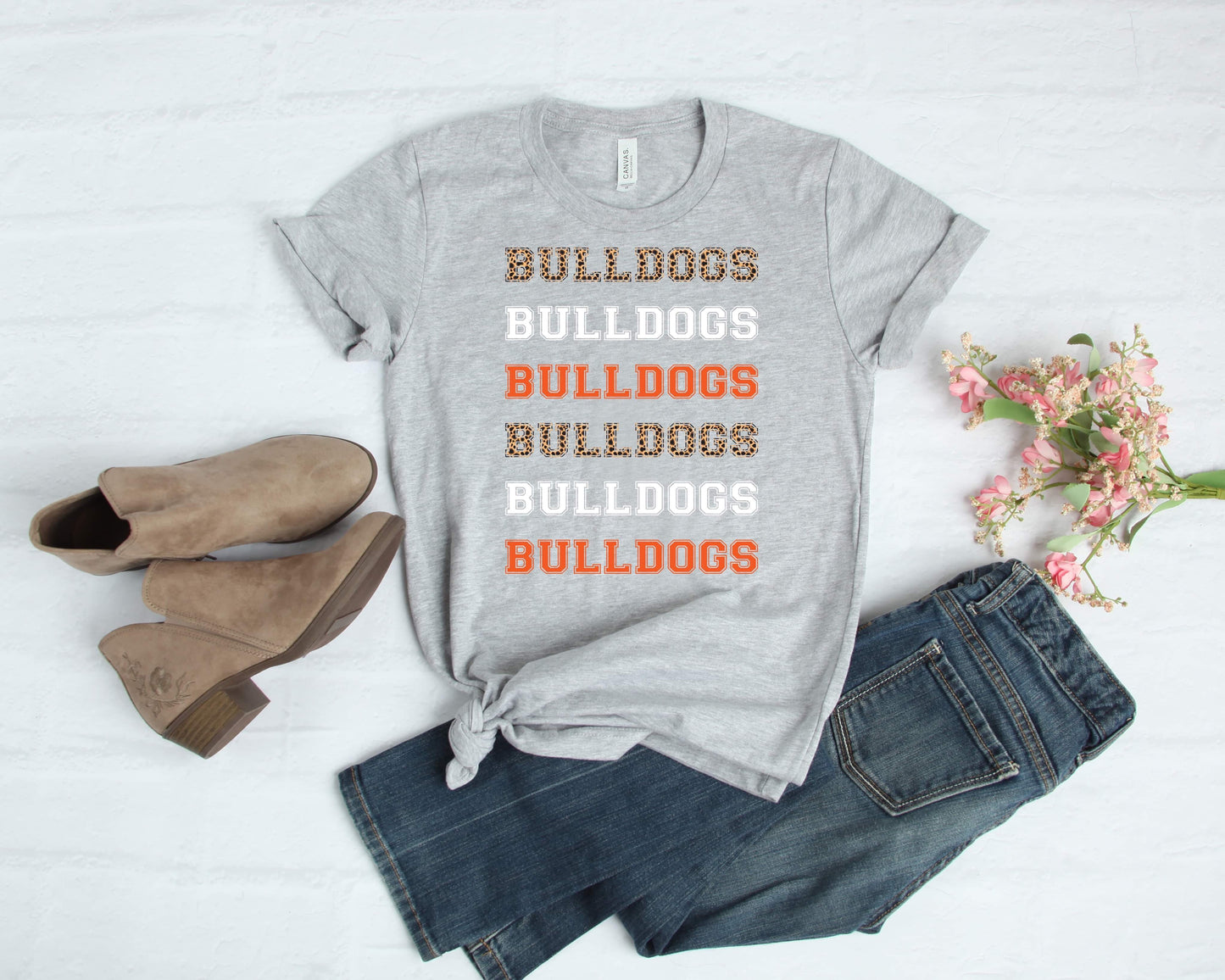 bulldogs leopard white and orange
