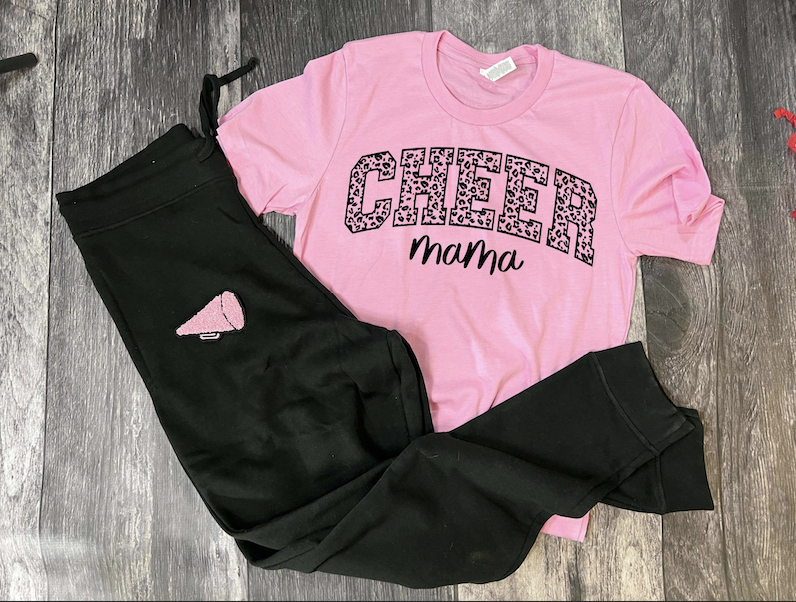 cheer mama leopard combo set tee