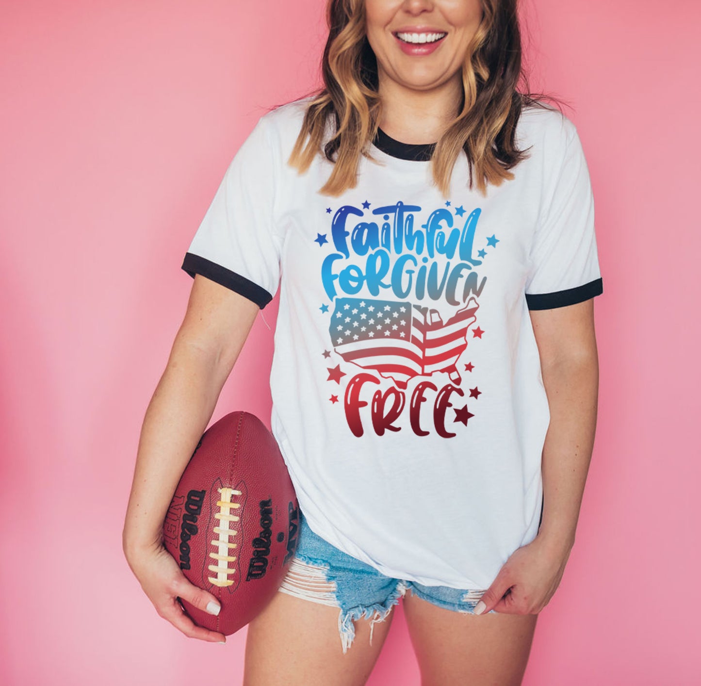 ringer tee faithful forgiven and free