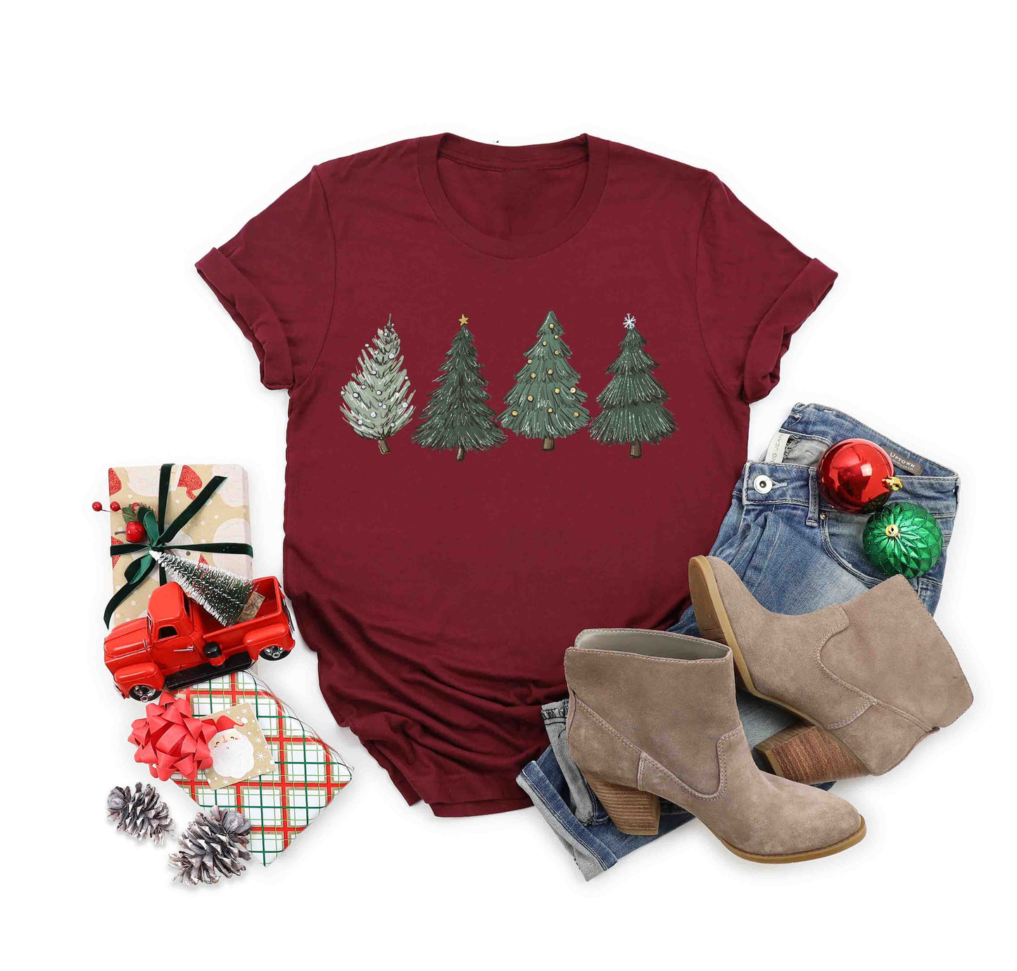 four christmas trees