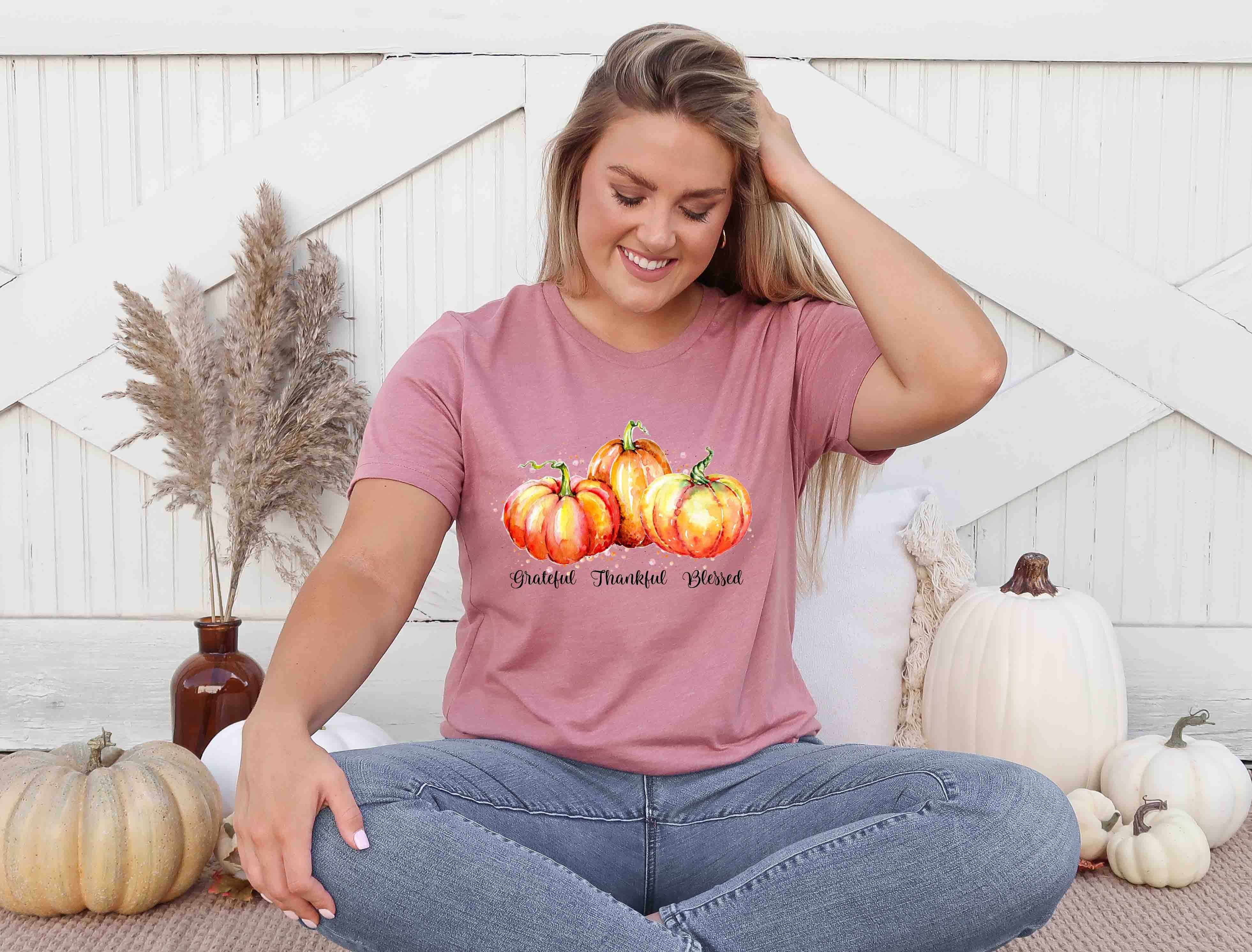 grateful thankful blessed watercolor pumpkins