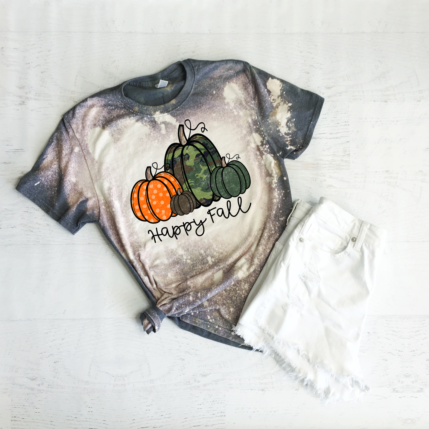 happy fall camo pumpkin Acid Washed