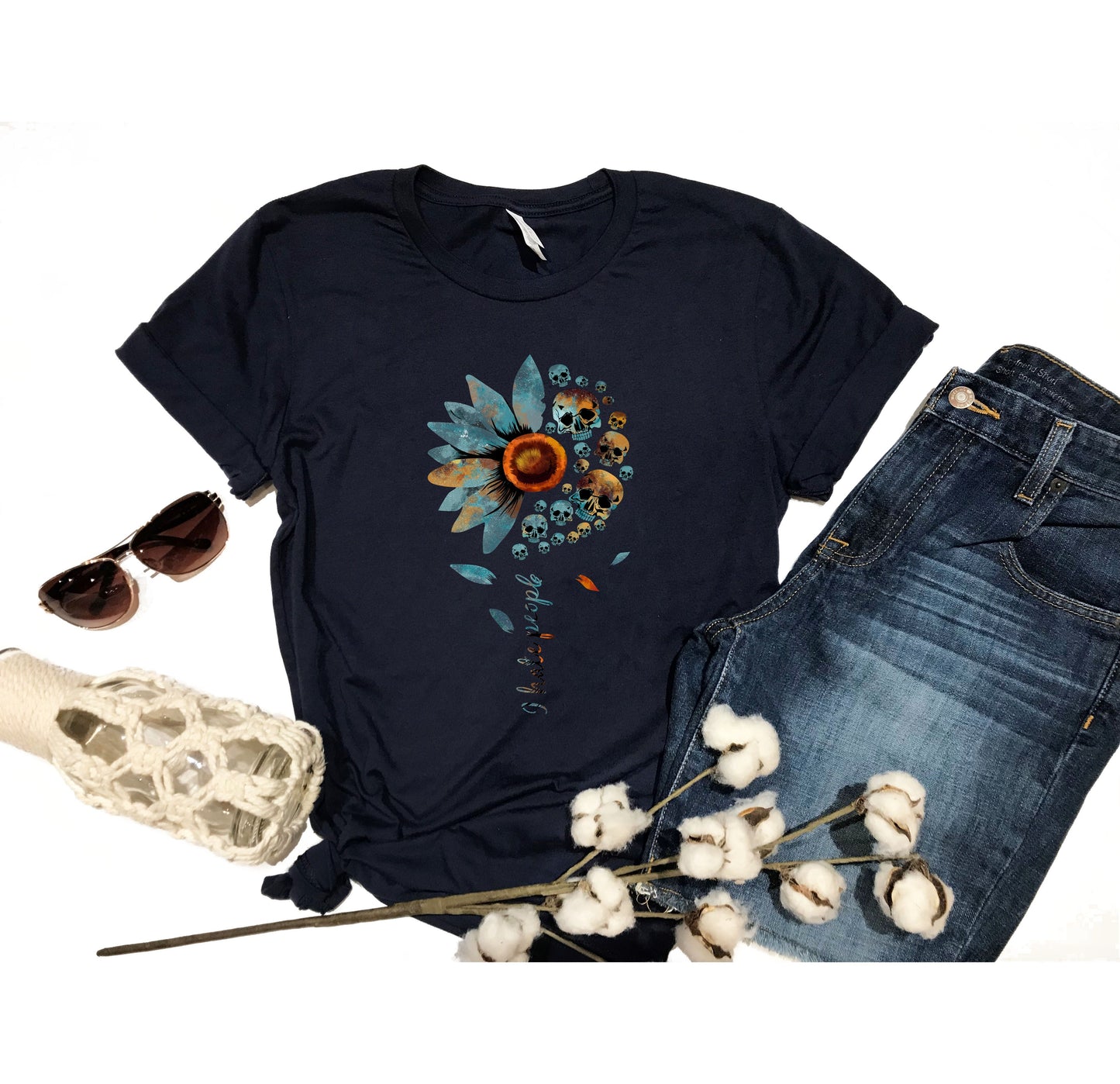 i hate people skull flower