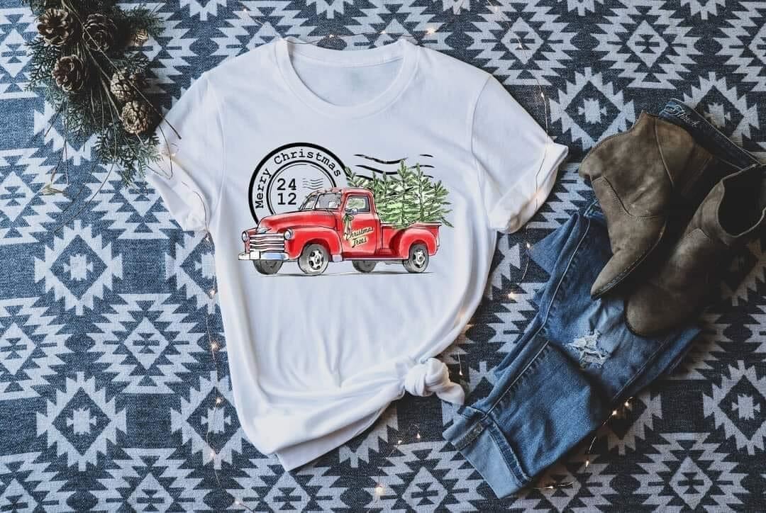 christmas tree truck postage stamp