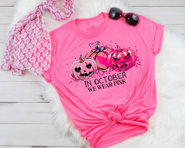 in october we wear pink pumpkins