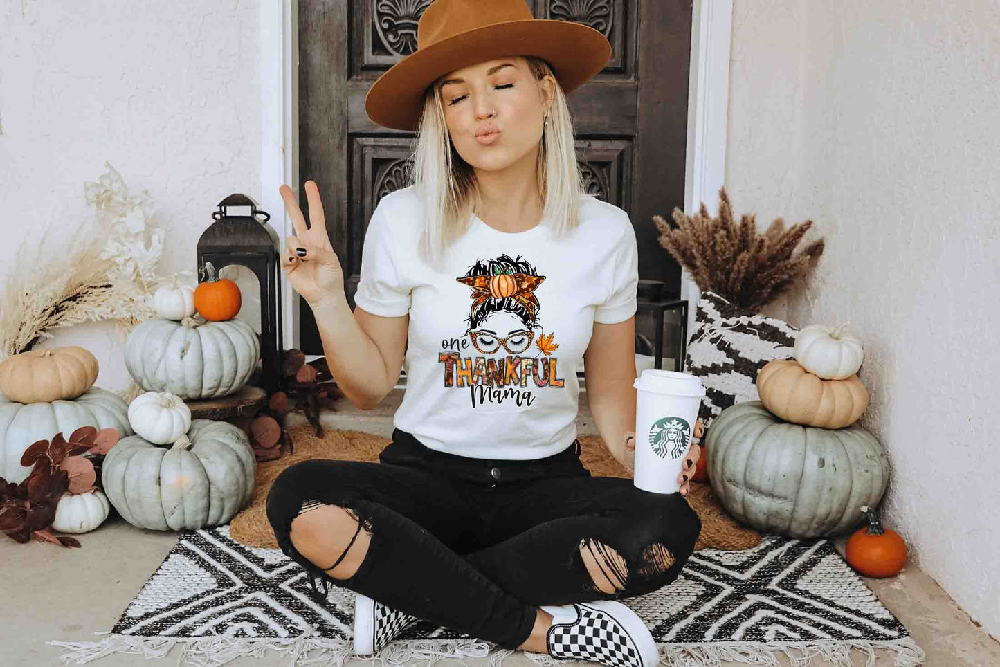 one thankful mama messy bun pumpkin