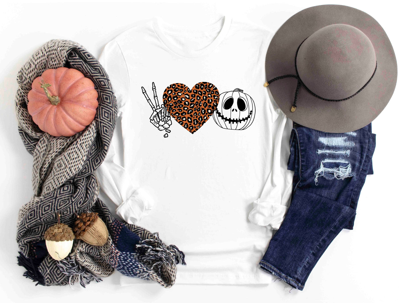 peace love pumpkin leopard