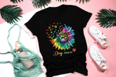 rainbow dog mom sunflower