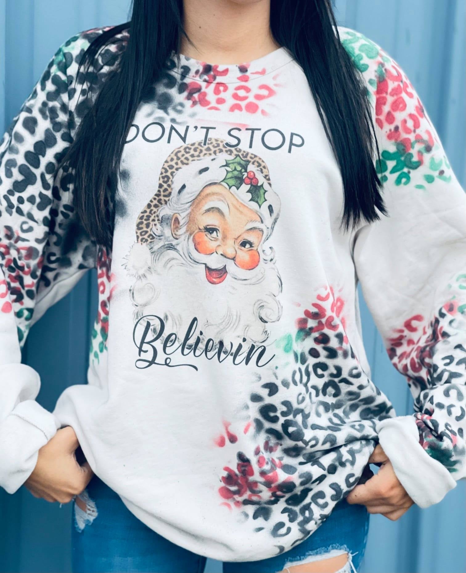 dont stop believin leopard print red green black