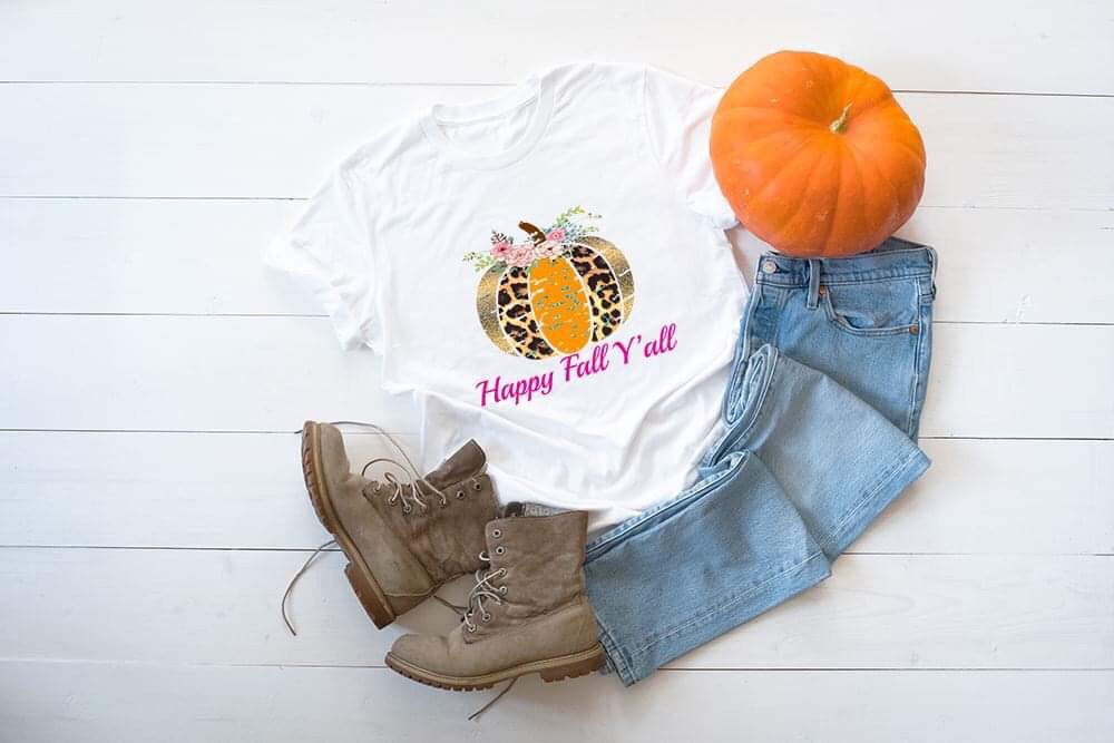 happy fall yall pumpkin boho flowers
