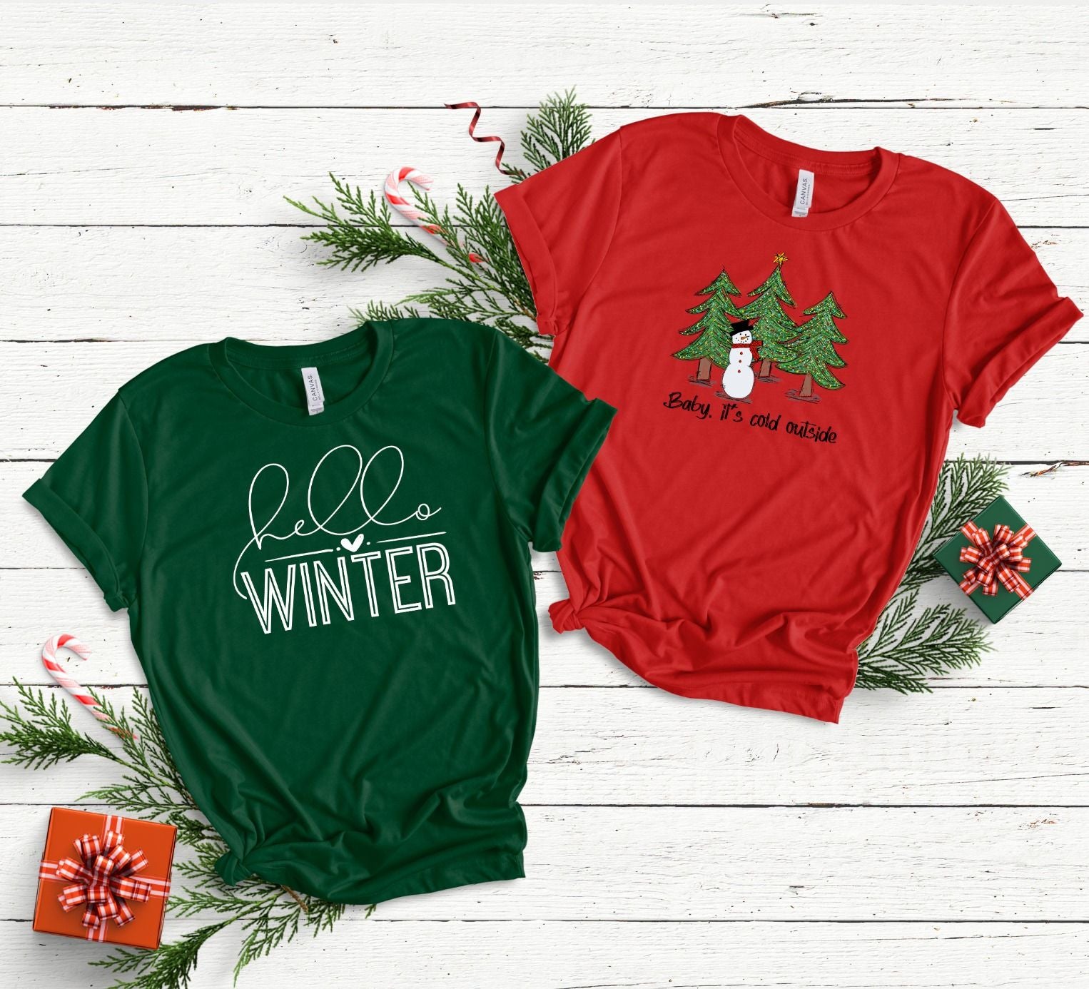 Baby It's Cold Outside Snowman and Trees