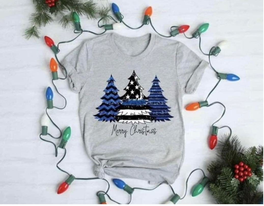 Blue Line Trees Christmas