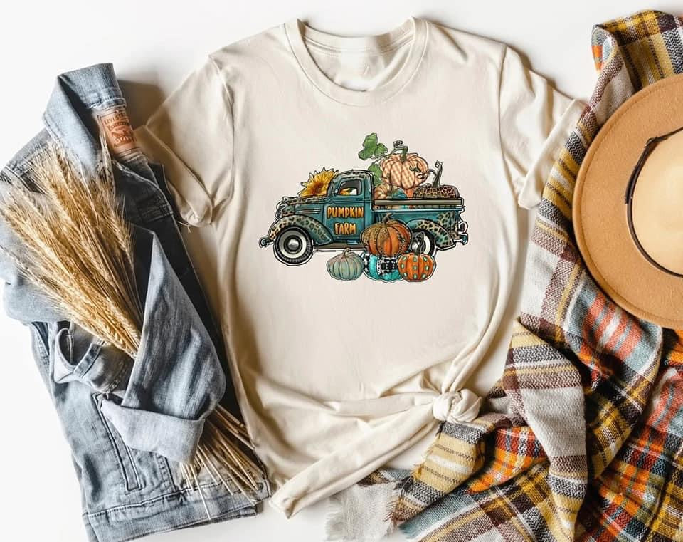 fall pumpkin truck fleece