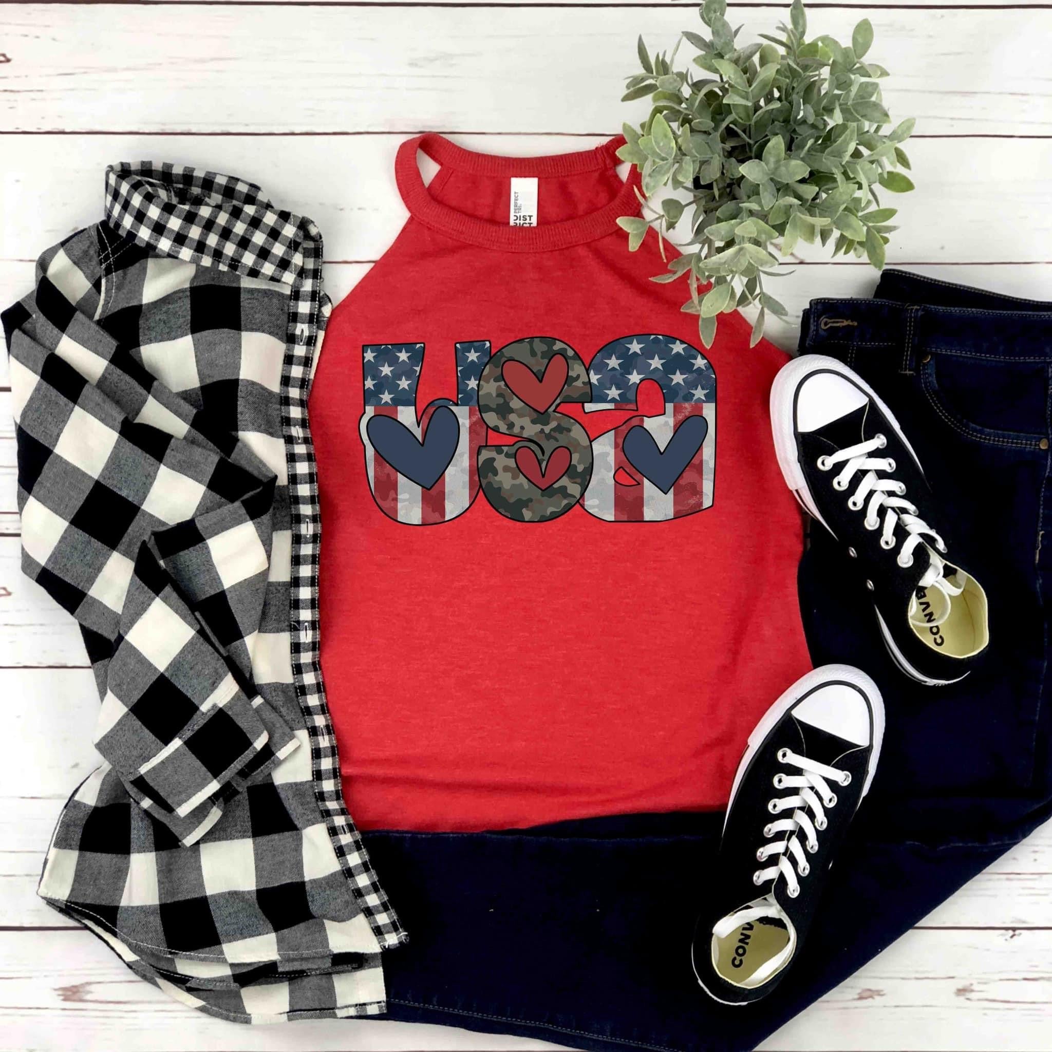 usa heart letters