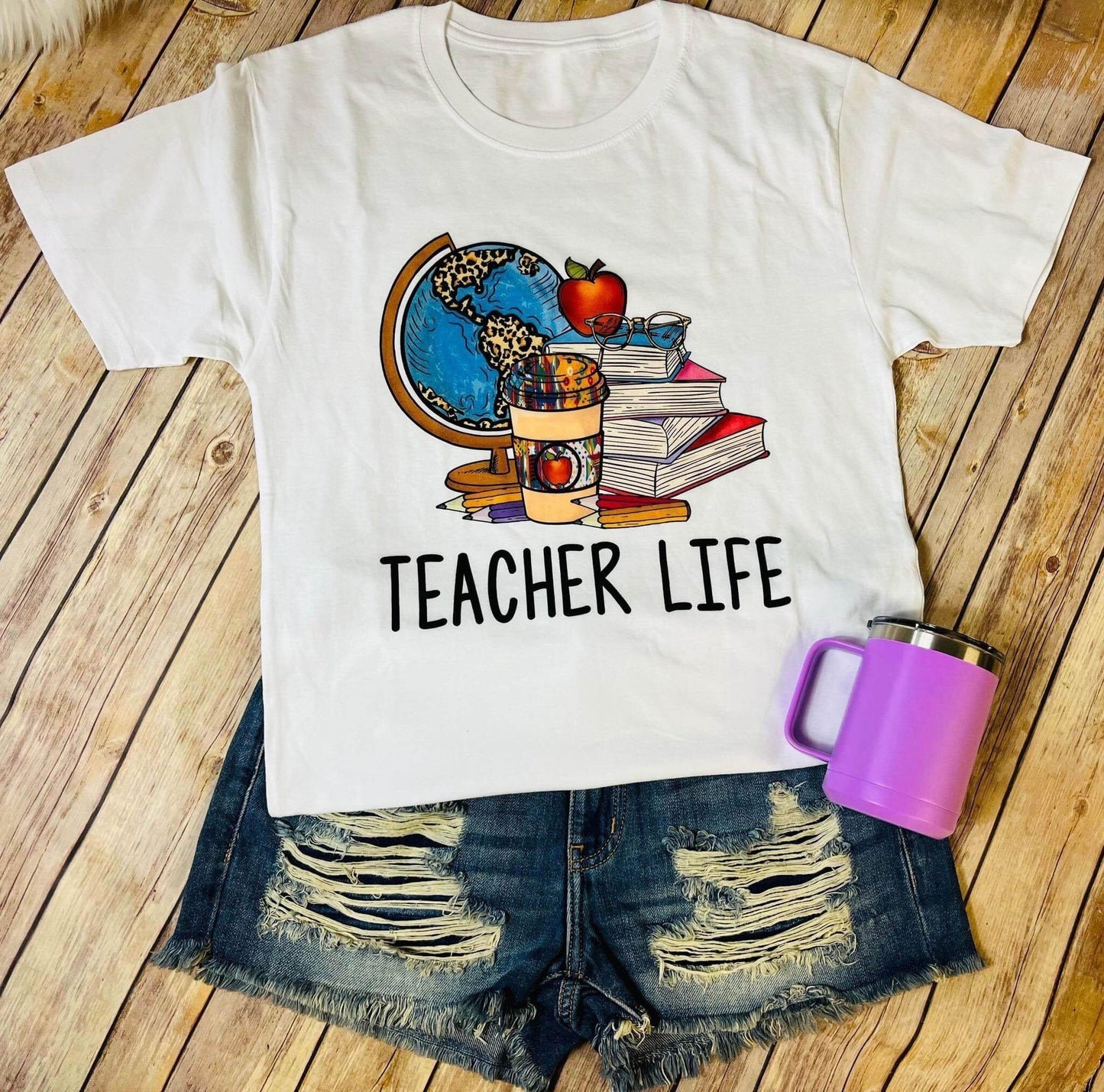 teacher life globe and books