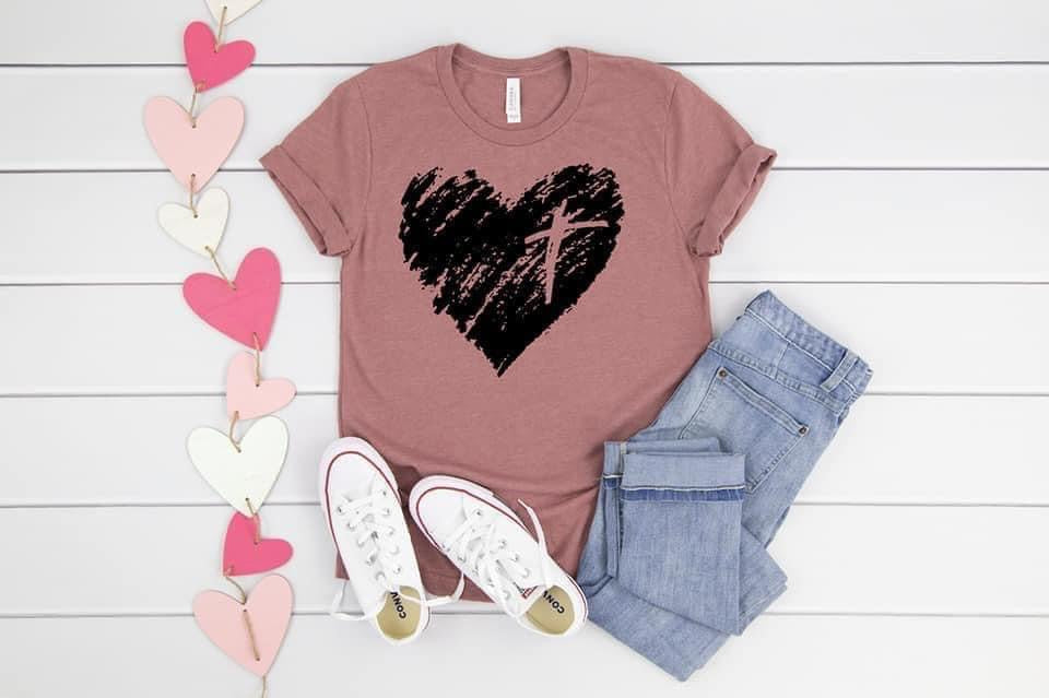 distressed heart with cross