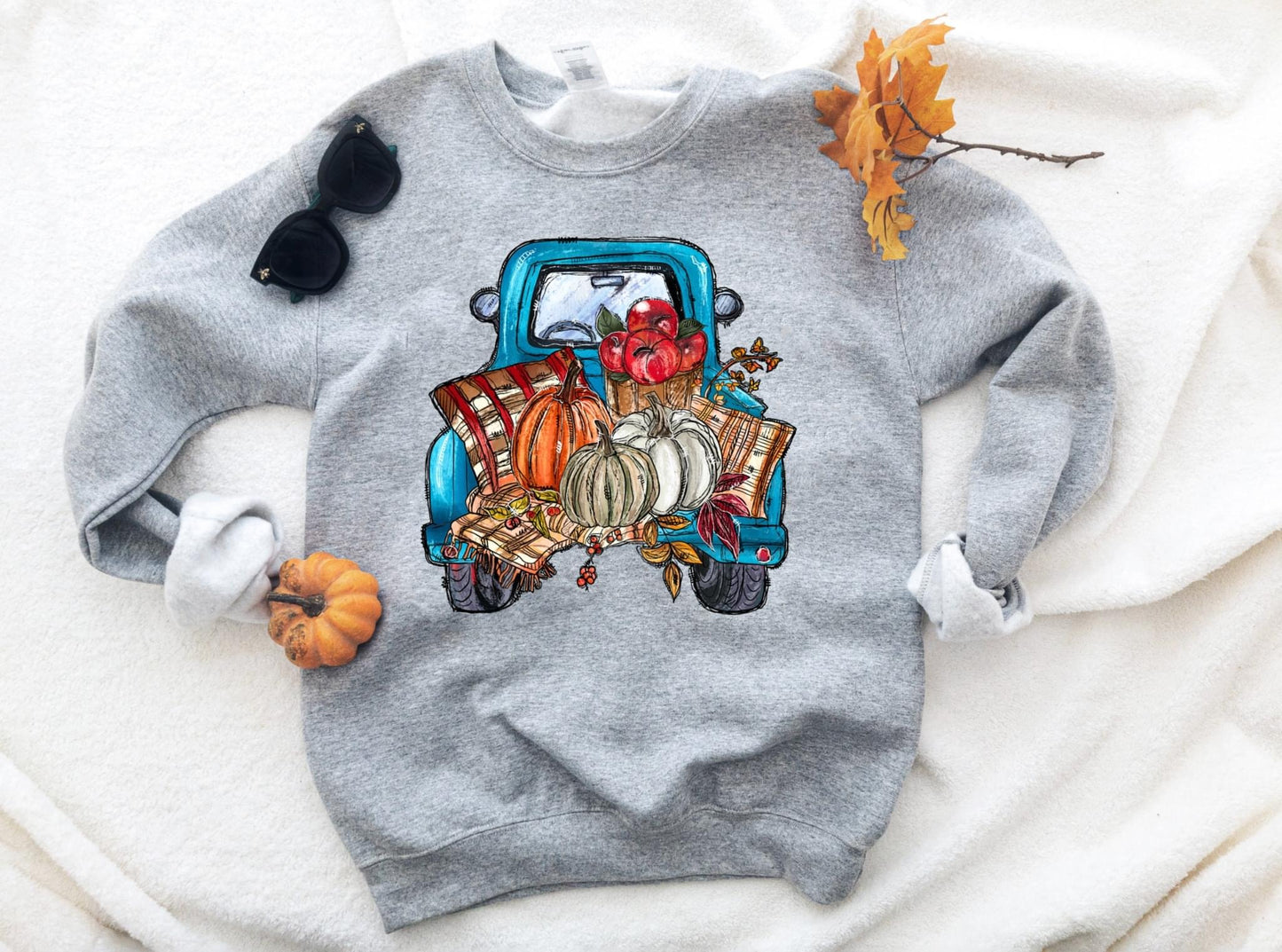 teal fall truck fleece