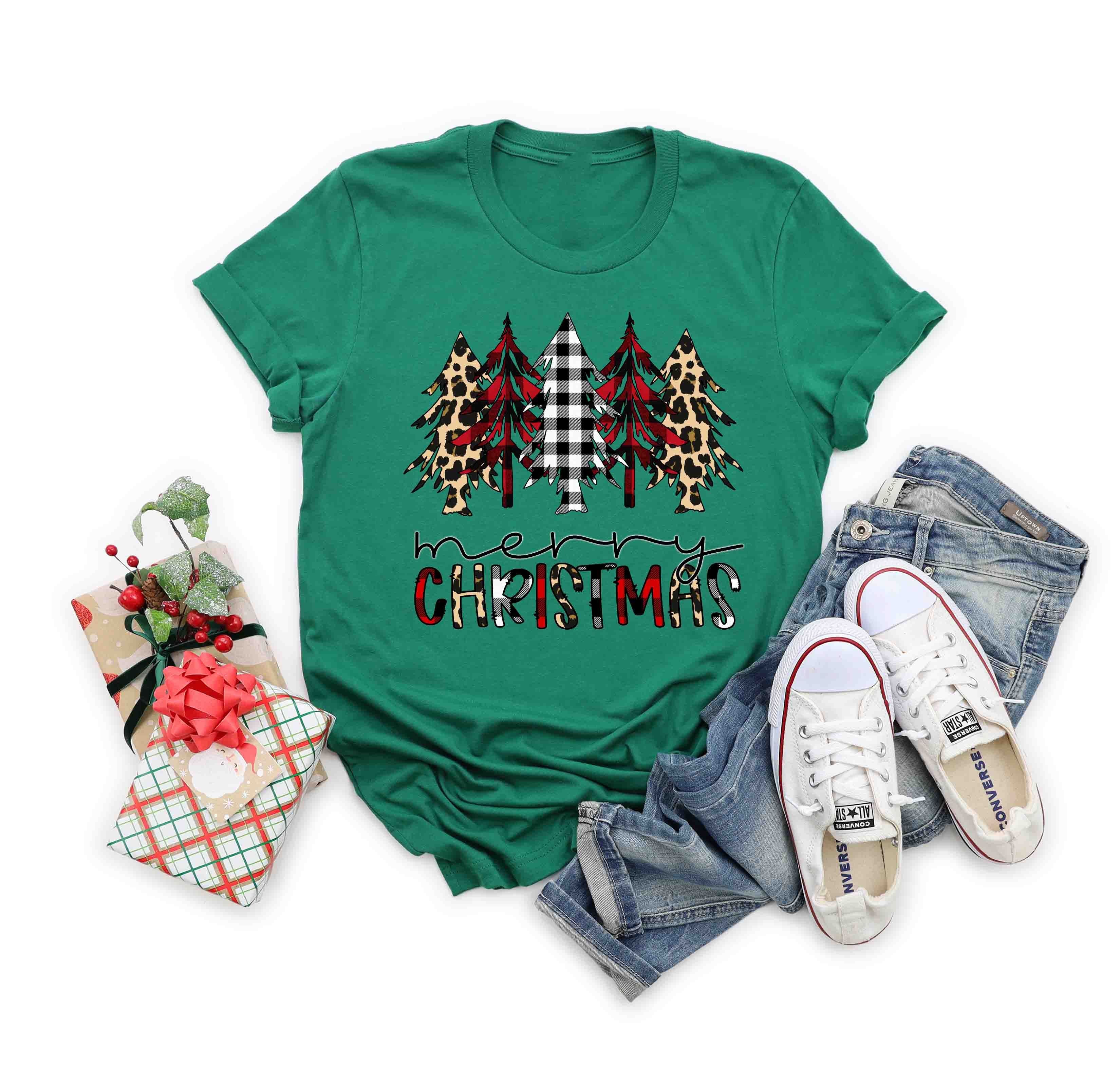 merry christmas leopard plaid trees