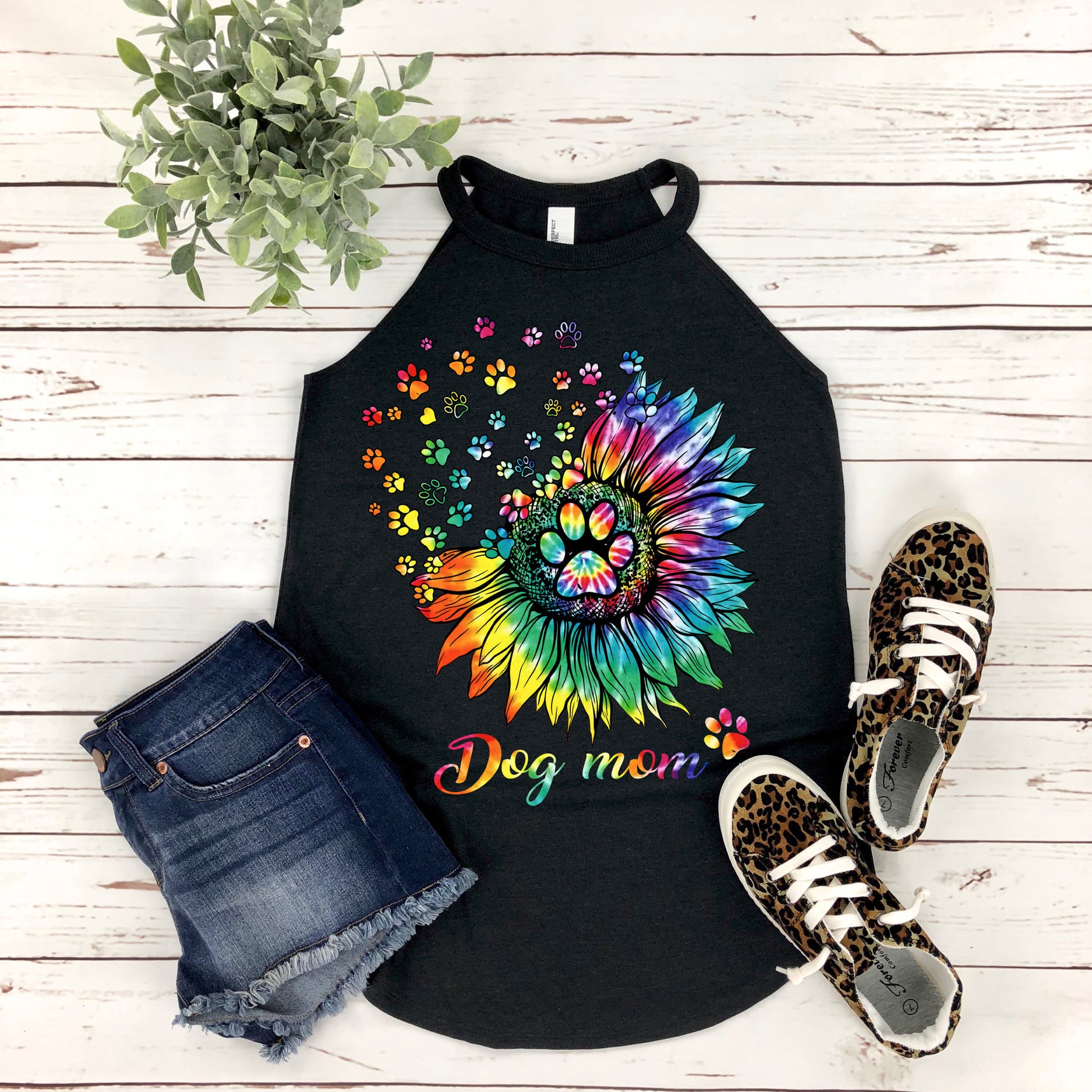 rainbow dog mom sunflower