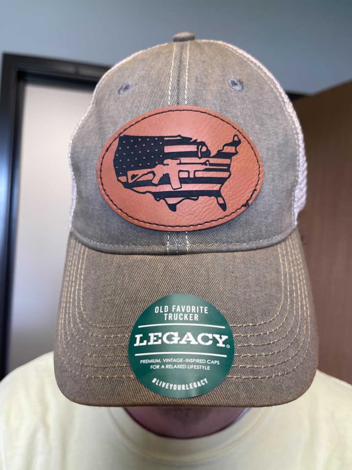 usa guns leather laser patch trucker