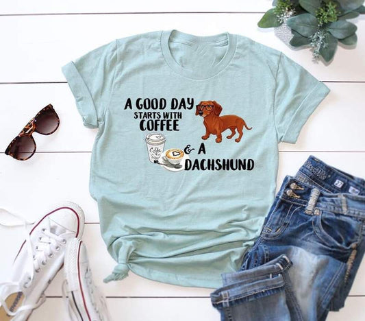 A good day starts with coffee and a dachshund