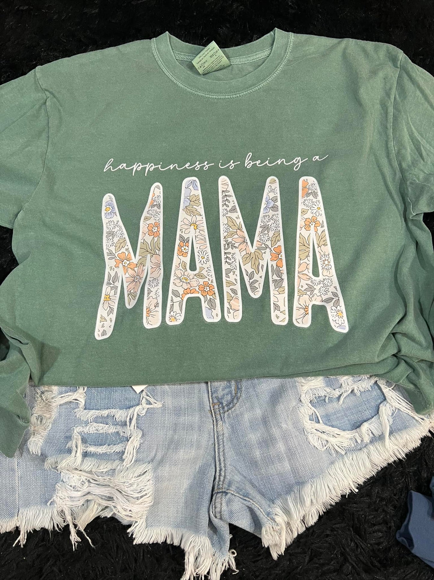 Happiness is Being a Mama Custom Comfort Colors Sweatshirt